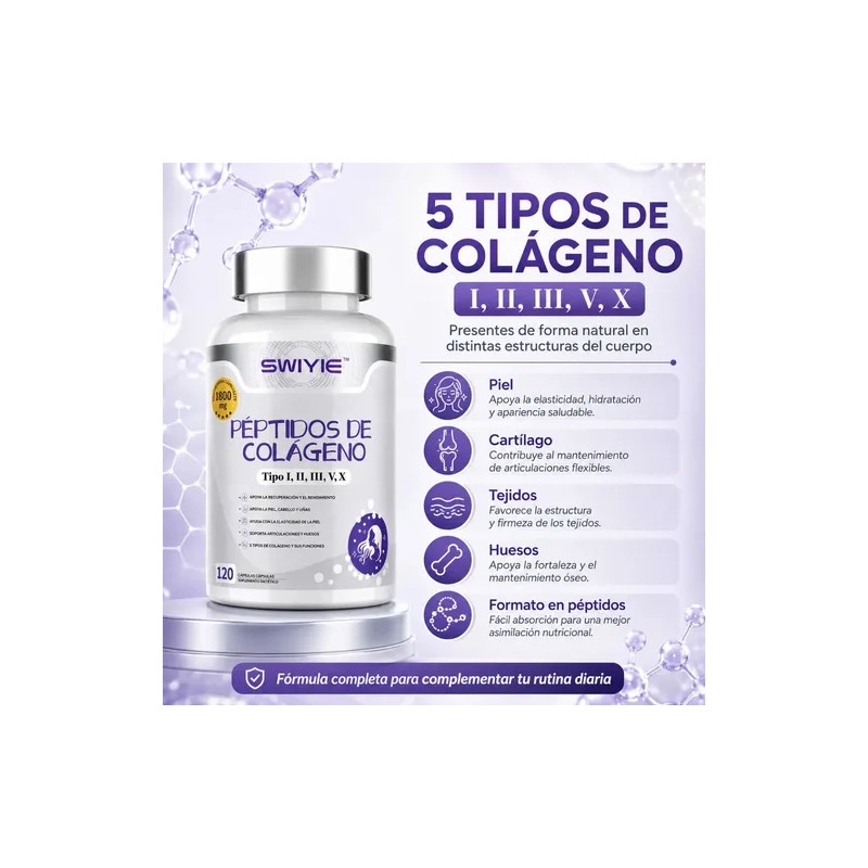 Colágeno Hidrolizado 120 Cápsulas Alta Absorción Belleza