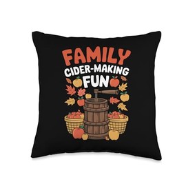 Fall Apple Matching Family Adventure Fun Family Cider-Making Throw Pillow