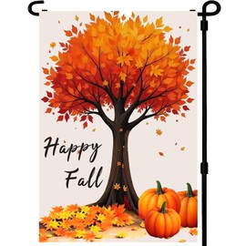 Fall Garden Flags 12x18 Inch -Double Sided Small Autumn Tree Pumpkin Holiday Yard Flags UV protection Fade Resistant for Holiday Decoration Outdoor