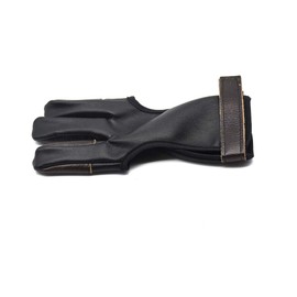 Windfulogo Leather Archery Hand Glove Finger Tab Hand Guard Protector Long Bow for Right Hand 3 Fingers Brown S
