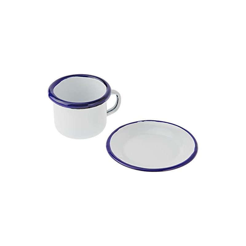 'Ibili 903000 Cup and Saucer "Blanca, Steel, White/Blue, 8.5 x