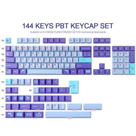 JOMKIZ PBT Keycaps 144 Keys 65 Percent Keycaps Set,Custom Dye Sublimation Cherry Profile Keycaps for Cherry Mx Gateron Switches Mechanical Keyboards