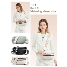 ferlord Women's Leather Shoulder Bag, Bum Bag, Women's Stylish Crossbody Bag with 3 Compartments, Small Modern Handbag, Women's Shoulder Bag with Wide Shoulder Strap, Elegant, Beige-a, crossbody