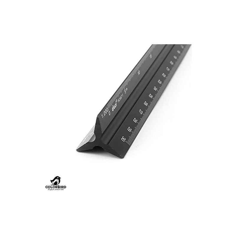 Triangle Scale, 11.8 inches (30 cm), Aluminum Ruler, Drawing (Large)