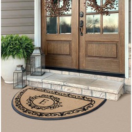 A1 Home Collections Natural Coir & Rubber 36x72 Inches Hand Flocked Large Monogrammed Door Mat Thick Durable Doormats for Entrance Heavy Duty Front Door Entry Doormat