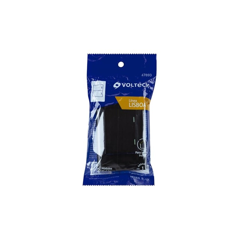 Volteck Apdo15 Placa Armada Negra Interruptores Sencillos Línea Lisboa