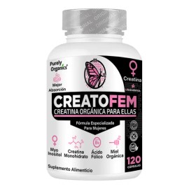 CreatoFem Creatina para Mujer | Con Inositol | 120 Cápsulas | Purely Organics