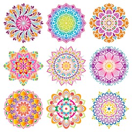 Woohome Pack of 18 Mandala Stencils, Mandala Dot Reusable Painting Stencils Mandala for DIY Wall, Rocks, Stone, Wooden Furniture and More (30 x 30 cm, 15 x 15 cm)