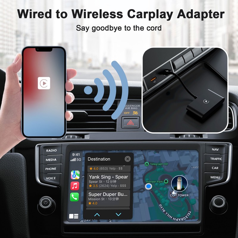 Car Wireless Adapter Wired to Wireless Car Wireless Dongle for
