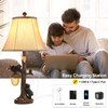 LOKHOM Rustic Western Bear Table Lamp with Nightlight Set of