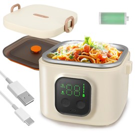 HimAoto Cordless Electric Lunch Box, 27 oz Heated Lunch Box Battery Powered, 14000mAh Rechargeable Portable Self Heating Food Warmer for Work, Office, Car, Travel, Picnic & Outdoor