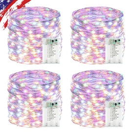 4 Pack Cuttable Fairy Lights Battery Operated, Waterproof 20FT 60LED Twinkle Lights with Timer Indoor Outdoor, Fairy Battery String Light for Bedroom, Classroom, Wedding, Christmas Décor(Multicolor)