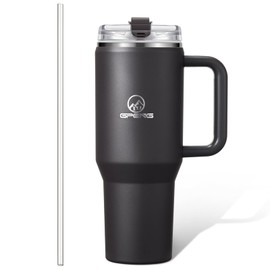 Gpeng 30/40/50 oz Tumbler with Handle, Water Bottles with Straw Lid, Insulated Stainless Steel Travel Mug Cup Holder Friendly, Keep Drinks Cold or Hot for Hours