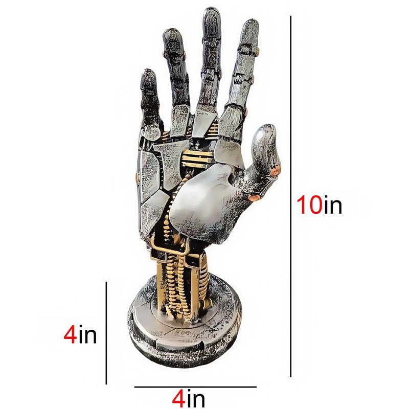 Mechanical Hand Controller Stand, Steampunk Resin Gaming Decor (Silver)