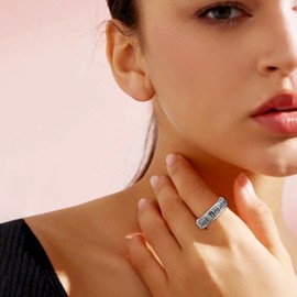 Fidget Spinner Ring for Women - Just Breathe Inspirational & Heart Purity Rings, Stainless Steel Anxiety Ring Jewelry for Adults, Thumb Roating Hope Rings for Stress Relief Gift for Her (Silver, 10)