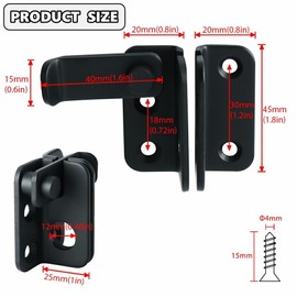 Mooche Garden gate Lock Flip Door Latch Safety gate Latch SUS304 Stainless Steel Door latches for Internal Door Bedroom Door Bathroom Door Garage Door Cabinet Black