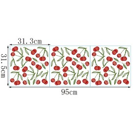 Bamsod Calcomanías de pared de frutas extraíbles bohemias para pared, calcomanías de pared de flores naranjas, calcomanías de pared de frutas frescas para bebé, habitación de niños, sala de estar, hogar, cocina (cereza)