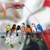Stained Birds-On-A-Wire Window Panel Hanging Suncatcher Ornament Gifts, Home Decor