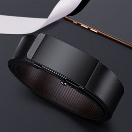 Huztencor Belt Men, Ratchet Belt Dress with 1 3/8" Genuine Leather Hidden Tail, Jeans Belt with Easier Slide Buckle，Needn't Trim to Fit Black Coffee 002 34"-36" 115CM