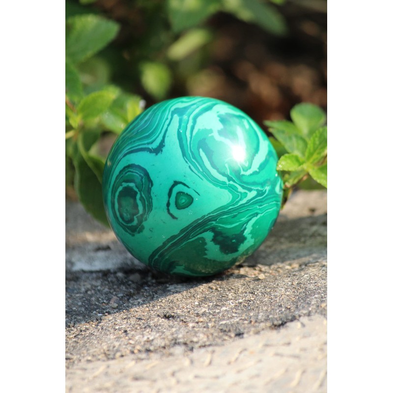 Jet International Malachite 45-50 mm Ball Sphere Gemstone A+ Hand