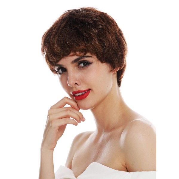 WIG ME UP - PAM-MT-R916H Women's Wig Monofilament Short Bob Head Brown Highlighted Light Brown Highlights