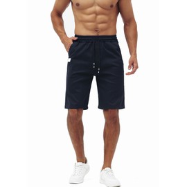 MGBOYGYM Mens Casual Shorts - Cotton Drawstring Summer Beach Stretch Twill Chino Golf Shorts HS-XL Black