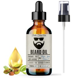Bella Terra Oils - Beard Oil 4oz - Crafted with Genuine Natural Organic Vitamin E, Organic Jojoba & Argan, Classic Anti-Friz Formula, Elevating Beard Luster & Care