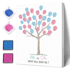 Sirjiera Funny Baby Shower Guest Book Party Game, Gender Reveal Fingerprint Leaves Tree, Gender Reveal Baby Shower Party Ideas, Gender Reveal Keepsake, Special Meaningful Canvas Decoration