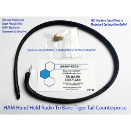 Radio-Tecs HAM Antenna Tactical Counterpoise Tiger Tail Tri-Band Both SMA Fem/Male Radios