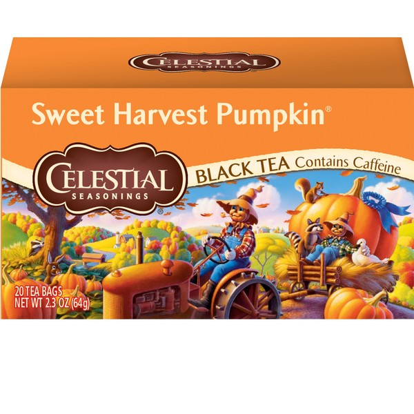Celestial Seasonings Black Tea, Sweet Harvest Pumpkin, Contains Caffeine, 20 Tea Bags (Pack of 6)
