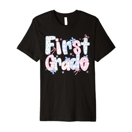 Cute Floral Preppy First Grade Back To School Teacher Girl Premium T-Shirt