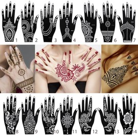 Henna Tattoo Tattoo Stencil Reusable Self Hand Body Painting Hand Henna Stencil S1 Stencil 14 pieces set, 1 set / 헤나타투 타투스텐실 재사용가능 셀프 핸드 바디페인팅 핸드 헤나스텐실 S1스텐실 14장포함 세트, 1세트
