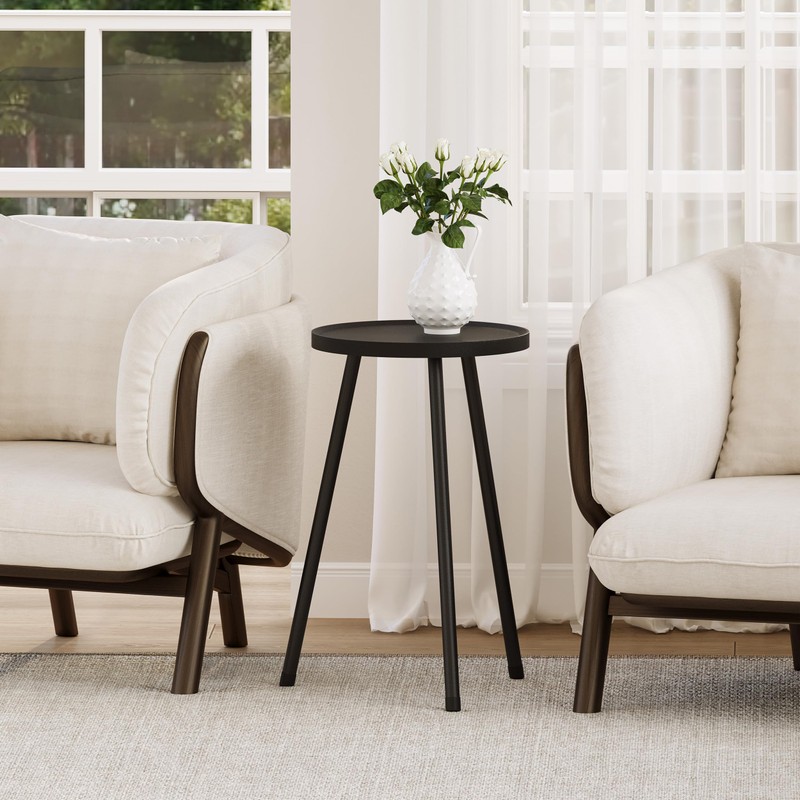 YAUKTAK Small Couch Side Table, Drink Table, Mini Round End