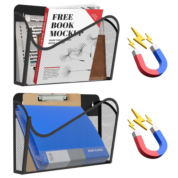 Alyoen 2 Pack Magnetic File Holder, No Drilling Installation File
