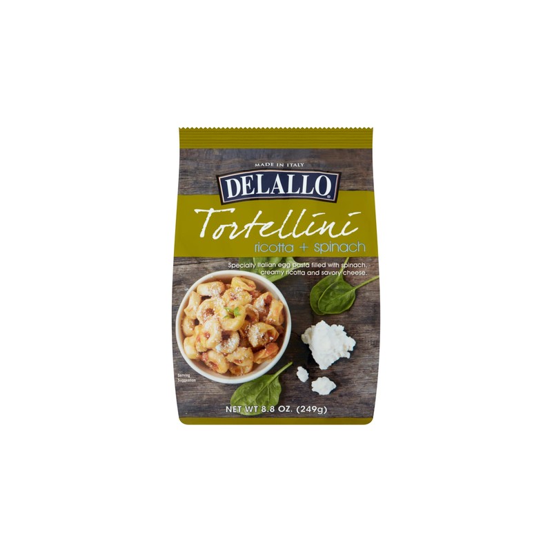 DeLallo Tortellini Pasta with Ricotta and Spinach, Made in Italy,