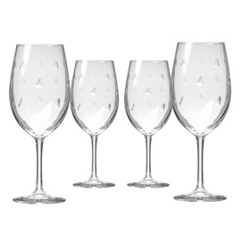 Rolf Glass Sailing All Purpose Wine Glass 18 Ounce | Set of 4 Large Wine Glasses | Lead-Free Glass | Engraved Large Wine Glasses | Proudly Made in the USA