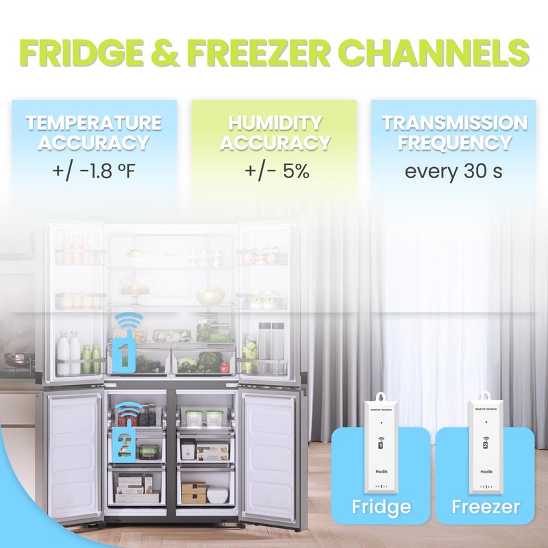 Wireless Freezer Thermometer with Alarm Refrigerator Thermometer, Fridge Freezer Alarm