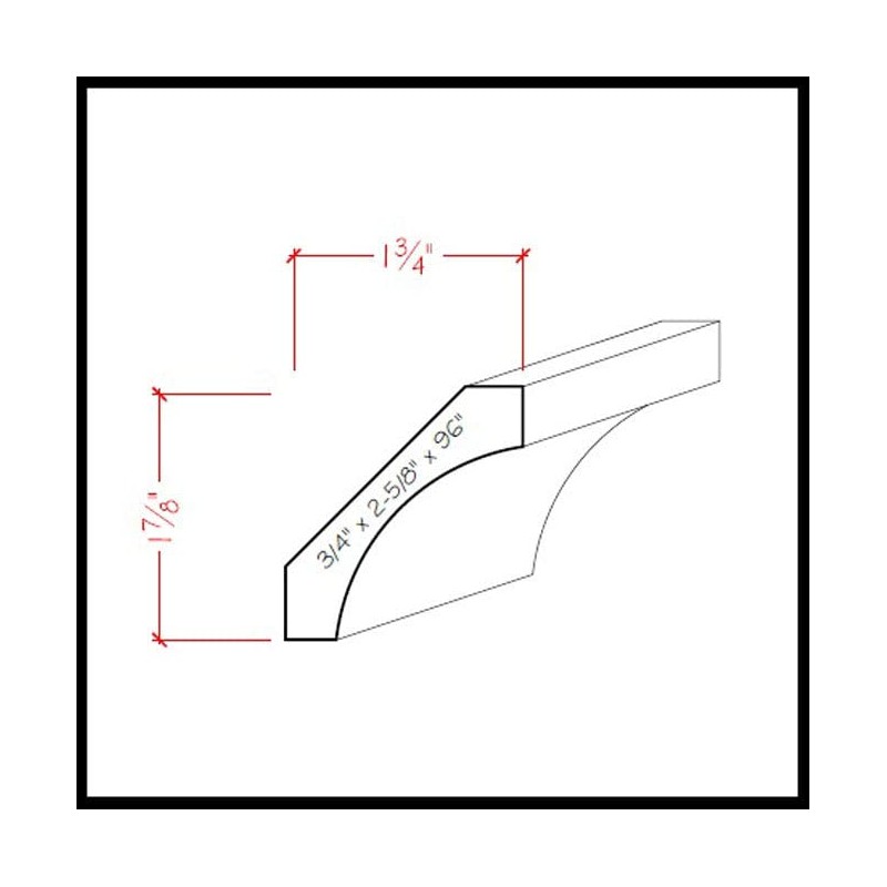 EWCR39 Cove Crown 3/4" x 2-5/8" Unfinished 1-7/8" High x