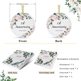 First Christmas Married Ornament 2025,Wedding Gifts for Couple,1 Year Wedding Anniversary Party Decorations,Happy 1st Year Paper for Her,Newlywed Just Married Mr and Mrs