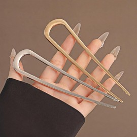 Heanvmyss French Hair Pin,3 Stück 14cm U-förmige Französische Twist Hair Pin,Metall Haarnadeln Groß,Stilvoll Vintage Haargabel,Haarklemmen für Frauen,Mädchen(Gold+Silber+Schwarz)