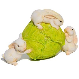 Top Collection Enchanted Story Fairy Garden Rabbits Rolling Cabbage Outdoor Statue