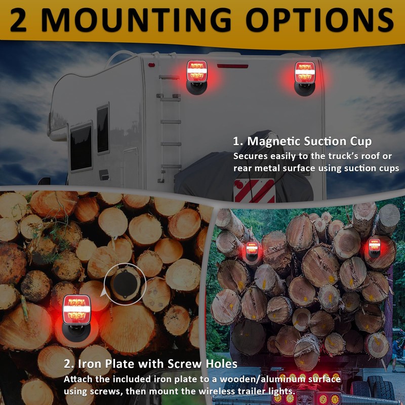 Kedite Wireless Trailer Lights Kit, Portable Magnetic LED Trailer Light,