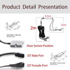 Motion Sensor Light Switch, IR Sensor Switch Door Activated Light Switch for Closet Light LED Strip Light and Under Cabinet Light with 12V JST Male and Female Connector (DC 12/24V 3A)