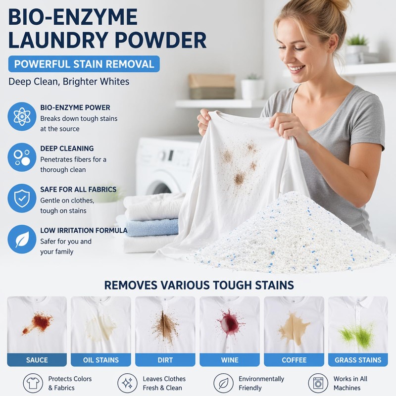 Bio Enzyme Laundry Booster Powder, 16oz Deep Clean Stain