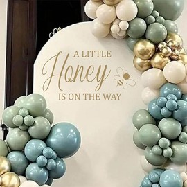 A Little Honey is on The Way Wall Decal - Baby Shower Party Decor Stickers Wall Decals for Gender Reveal, Birthday, Welcome Baby Baptism Party Supplies, Photobooth Backdrop