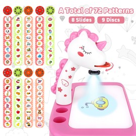 Drawing Projector for Kids Drawing Kits for Kids Ages 6-8 with Music Pencils Crayons Scrapbook Sticker Book Unicorn Stickers Perfect Toys for 4+ Year Old Girls