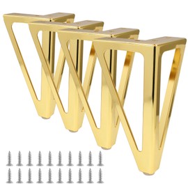 Opfiue 6 inch Heavy Duty Metal Furniture Sofa Legs, Sturdy Mid-Century Modern Style Replacement Legs for Cabinet/Dresser/Table (Gold 1,4 Pcs)