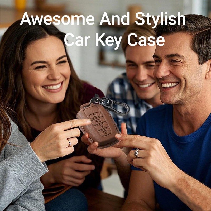 Binuiakl8y Leather Key Fob Cover for Toyota Camry RAV4 Highlander
