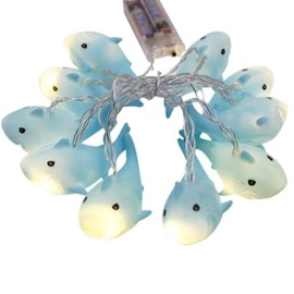 NIWWIN Guirnalda de 10 luces LED para habitación de los niños, 1,8 m, 10 luces LED de tiburón cálido para luces de día festivo, pared, ventana, árbol, luces decorativas de fiesta, patio y jardín, recámara de los niños, decoración de sala de estar (tiburó