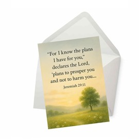 PICTURE THIS PRINTS Jeremiah 29:11 Prayer Encouragement Card, Bible Verse Prosperity Card, Plans to Prosper You Religious Support Greeting Card, Comes with Envelope (5x7”)